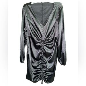 SHEIN •Black Satin • Ruched Dress